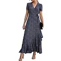 PRETTYGARDEN Women39s Summer Wrap Maxi Dress Casual