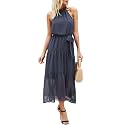 PRETTYGARDEN Womens Halter Neck Floral Long Maxi