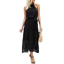 PRETTYGARDEN Womens Halter Neck Floral Long Maxi