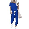 PRETTYGARDEN Women Summer Two Piece Outfits Striped Short Sleeve Pullover and Long Pants Tracksuit Travel Pajama Lounge Set