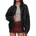 PRETTYGARDEN Womens Oversized Faux Leather Jacket Fall Winter Outfits