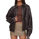 PRETTYGARDEN Womens Oversized Faux Leather Jacket Fall Winter Outfits
