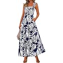 PRETTYGARDEN Womens Summer Dress Floral Smocked Maxi Dresses Beach Sundress