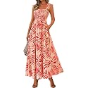 PRETTYGARDEN Womens Summer Dress Floral Smocked Maxi Dresses Beach Sundress