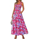 PRETTYGARDEN Womens Summer Dress Floral Smocked Maxi Dresses Beach Sundress
