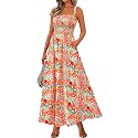 PRETTYGARDEN Womens Summer Dress Floral Smocked Maxi Dresses Beach Sundress