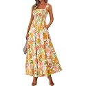 PRETTYGARDEN Womens Summer Dress Floral Smocked Maxi Dresses Beach Sundress