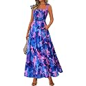 PRETTYGARDEN Womens Summer Dress Floral Smocked Maxi Dresses Beach Sundress