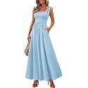 PRETTYGARDEN Womens Summer Dress Floral Smocked Maxi Dresses Beach Sundress