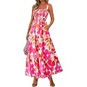 PRETTYGARDEN Womens Summer Dress Floral Smocked Maxi Dresses Beach Sundress