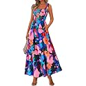 PRETTYGARDEN Womens Summer Dress Floral Smocked Maxi Dresses Beach Sundress