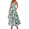 PRETTYGARDEN Womens Summer Dress Floral Smocked Maxi Dresses Beach Sundress