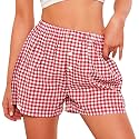 PRETTYGARDEN Womens Summer Gingham Boxer Shorts