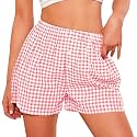 PRETTYGARDEN Womens Summer Gingham Boxer Shorts