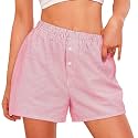 PRETTYGARDEN Womens Summer Gingham Boxer Shorts
