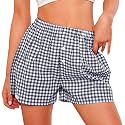 PRETTYGARDEN Womens Summer Gingham Boxer Shorts
