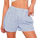 PRETTYGARDEN Womens Summer Gingham Boxer Shorts