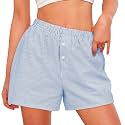 PRETTYGARDEN Womens Summer Gingham Boxer Shorts