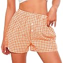 PRETTYGARDEN Womens Summer Gingham Boxer Shorts