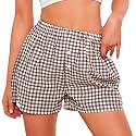 PRETTYGARDEN Womens Summer Gingham Boxer Shorts