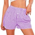 PRETTYGARDEN Womens Summer Gingham Boxer Shorts