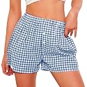PRETTYGARDEN Womens Summer Gingham Boxer Shorts