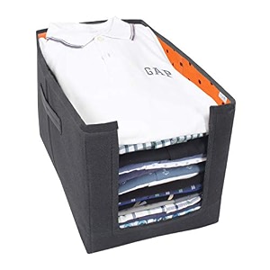prettykrafts 1 pc non woven large capacity shirt stackerfoldable amp stackable closet wardrobe cupboard organizerfoldable storage boxmultipurpose clothes organizer orange 26cmx38x26 cm
