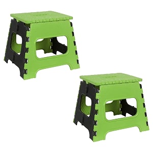 prettykrafts 12 inches super strong folding step stool for adults and kids kitchen stepping stools garden step stool kitchen stool -pack of 2green
