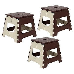 prettykrafts 12 inches super strong folding step stool for adults and kids kitchen stepping stools garden step stool kitchen stool -pack of 3brown