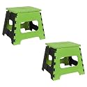 PrettyKrafts 12 Inches Super Strong Folding Step Stool for Adults and Kids, Kitchen Stepping Stools, Garden Step Stool Kitchen Stool -(Pack of 2),Green