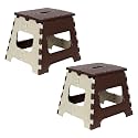 PrettyKrafts 12 Inches Super Strong Folding Step Stool for Adults and Kids, Kitchen Stepping Stools, Garden Step Stool Kitchen Stool -(Pack of 2),Brown