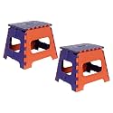 PrettyKrafts 12 Inches Super Strong Folding Step Stool for Adults and Kids, Kitchen Stepping Stools, Garden Step Stool Kitchen Stool -(Pack of 2),Orange