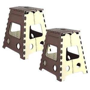 prettykrafts 18 inches super strong folding step stool for adults and kids kitchen stepping stools garden step stool kitchen stool -pack of 2brown