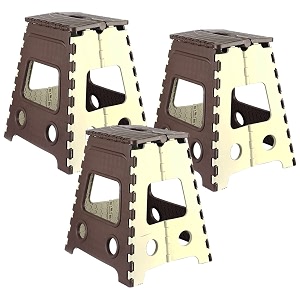 prettykrafts 18 inches super strong folding step stool for adults and kids kitchen stepping stools garden step stool kitchen stool -pack of 3brown
