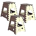 PrettyKrafts 18 Inches Super Strong Folding Step Stool for Adults and Kids, Kitchen Stepping Stools, Garden Step Stool Kitchen Stool -(Pack of 3),Brown