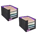 PrettyKrafts 2 Pcs Non Woven Shirt Stacker/Cloth Organizer for Storage/Closet &amp; Wardrobe Organizer for Storage/Foldable Shirt Organizer Cloth Storage Box (Purple, 26x40x26 cm)