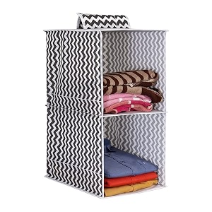 prettykrafts 2-shelf hanger closet hanging shelves - clothes organizer and storage for sweater jeans shirt - dorm wardrobe nursery rv room - kids closet hanging accessories  easy mount wave black