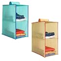 PrettyKrafts 2-Shelf Hanger Closet Hanging Shelves - Clothes Organizer and Storage for Sweater Jeans Shirt - Dorm Wardrobe - Kids Closet Hanging Accessories | Easy Mount| Dots Green &amp; Yellow,Pack of 2