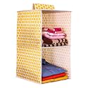 PrettyKrafts 2-Shelf Hanger Closet Hanging Shelves - Clothes Organizer and Storage for Sweater Jeans Shirt - Dorm Wardrobe Nursery Rv Room - Kids Closet Hanging Accessories | Easy Mount| Qtr Yellow