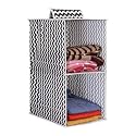 PrettyKrafts 2-Shelf Hanger Closet Hanging Shelves - Clothes Organizer and Storage for Sweater Jeans Shirt - Dorm Wardrobe Nursery Rv Room - Kids Closet Hanging Accessories | Easy Mount| Wave Black