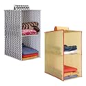 PrettyKrafts 2-Shelf Hanger Closet Hanging Shelves - Clothes Organizer and Storage for Sweater Jeans Shirt - Dorm Wardrobe - Kids Closet Hanging Accessories | Easy Mount|Black &amp; Dots Yellow,Pack of 2
