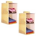PrettyKrafts 2-Shelf Hanger Closet Hanging Shelves - Clothes Organizer and Storage for Sweater Jeans Shirt - Dorm Wardrobe Nursery - Kids Closet Hanging Accessories | Easy Mount| Qtr Yellow,Pack of 2