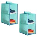 PrettyKrafts 2-Shelf Hanger Closet Hanging Shelves - Clothes Organizer and Storage for Sweater Jeans Shirt - Dorm Wardrobe Nursery - Kids Closet Hanging Accessories | Easy Mount| Dots Green,Pack of 2