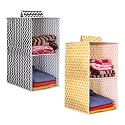 PrettyKrafts 2-Shelf Hanger Closet Hanging Shelves - Clothes Organizer and Storage for Sweater Jeans Shirt - Dorm Wardrobe - Kids Closet Hanging Accessories | Easy Mount| Black &amp; Yellow,Pack of 2