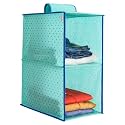 PrettyKrafts 2-Shelf Hanger Closet Hanging Shelves - Clothes Organizer and Storage for Sweater Jeans Shirt - Dorm Wardrobe Nursery Rv Room - Kids Closet Hanging Accessories | Easy Mount|Dots Green