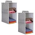 PrettyKrafts 2-Shelf Hanger Closet Hanging Shelves - Clothes Organizer and Storage for Sweater Jeans Shirt - Dorm Wardrobe Nursery - Kids Closet Hanging Accessories | Easy Mount| Wave Black,Pack of 2