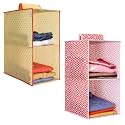 PrettyKrafts 2-Shelf Hanger Closet Hanging Shelves - Clothes Organizer and Storage for Sweater Jeans Shirt - Dorm Wardrobe - Kids Closet Hanging Accessories | Easy Mount| Red &amp; Dots Yellow,Pack of 2
