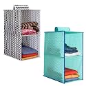 PrettyKrafts 2-Shelf Hanger Closet Hanging Shelves - Clothes Organizer and Storage for Sweater Jeans Shirt - Dorm Wardrobe - Kids Closet Hanging Accessories | Easy Mount| Black &amp; Dots Green,Pack of 2