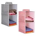 PrettyKrafts 2-Shelf Hanger Closet Hanging Shelves - Clothes Organizer and Storage for Sweater Jeans Shirt - Dorm Wardrobe - Kids Closet Hanging Accessories | Easy Mount| Black &amp; Red,Pack of 2