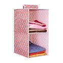 PrettyKrafts 2-Shelf Hanger Closet Hanging Shelves - Clothes Organizer and Storage for Sweater Jeans Shirt - Dorm Wardrobe Nursery Rv Room - Kids Closet Hanging Accessories | Easy Mount| Diam Red